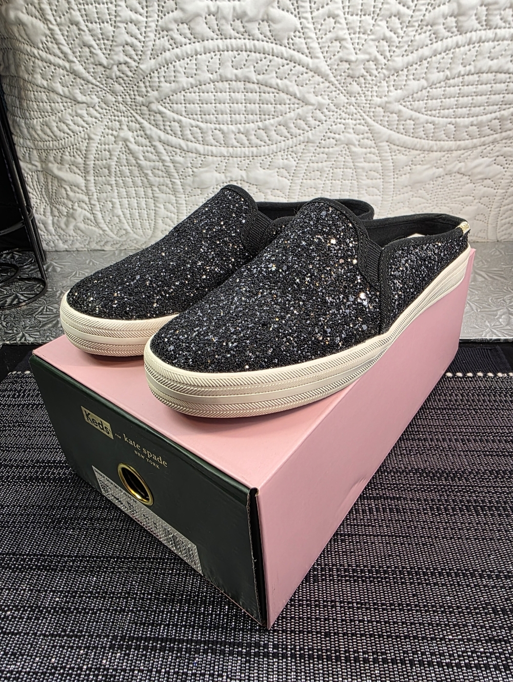 Kate Spade New York Keds Double Decker Glitter Slip On Mules